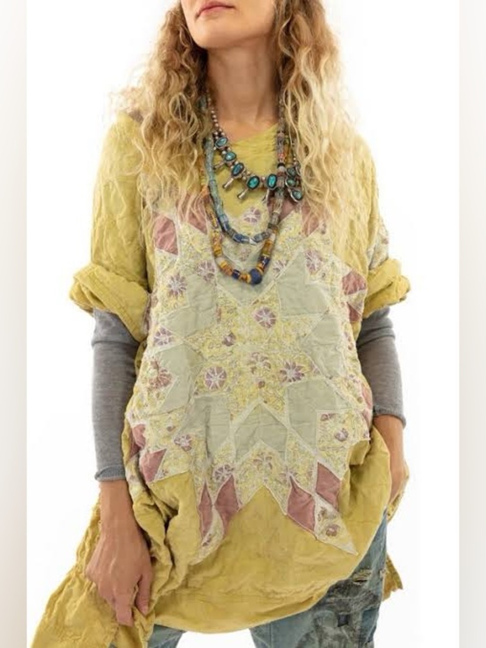 Magnolia Pearl Women's Yellow Francis Quilted Tunic One Size